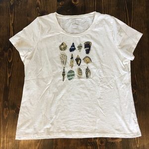 ⚜️ Talbots - Beaded White T - XL
